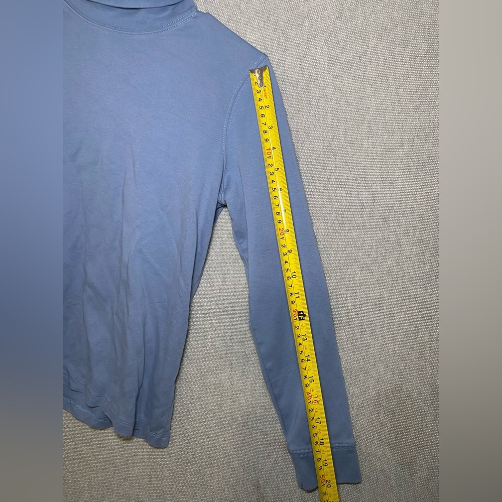 LL Bean Women's Cotton Turtleneck Pullover Blue Long Sleeve Shirt Size Small - Picture 4 of 7